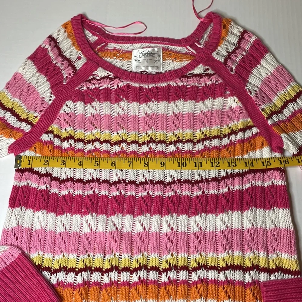 Justice multi pink crochet sweater girls size 16